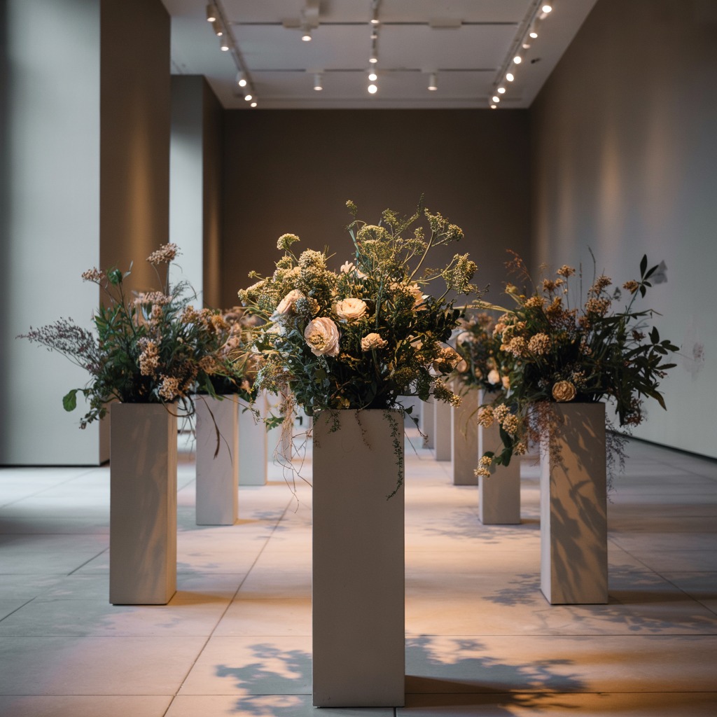 Kukkainstallaatio galleriassa